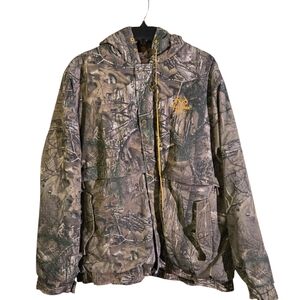 Realtree Hunting Field Jacket Water-Resistant Camo Fabric Men size 2XL w/ flaw